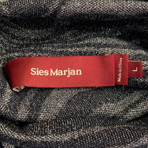 SIES MARJAN Size L Silver Navy Cashmere Blend Marbled Turtleneck Pullover - Picture 7 of 9